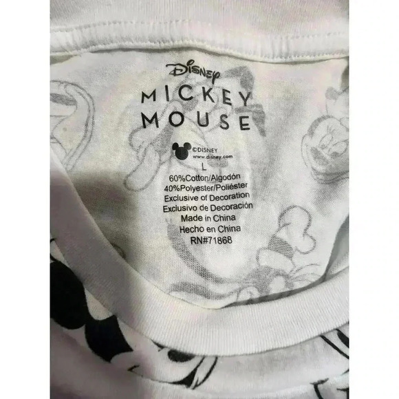 Disney Womens White T-Shirt Mickey Mouse Short Sleeve Crew Neck Size Large - Picture 3 of 3
